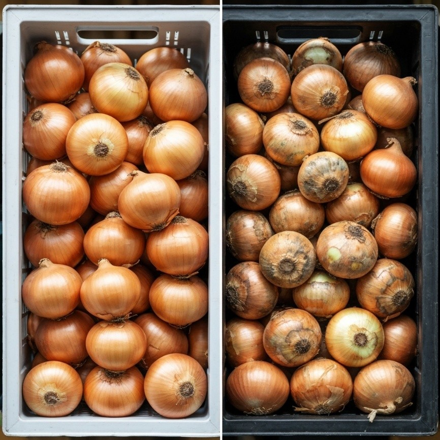 Ventilated onion storage airflow
